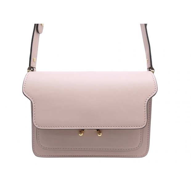 NEUF SAC A MAIN MARNI TRUNK SOFT CUIR ROSE BANDOULIERE STRAP HANDBAG PURSE 1100€