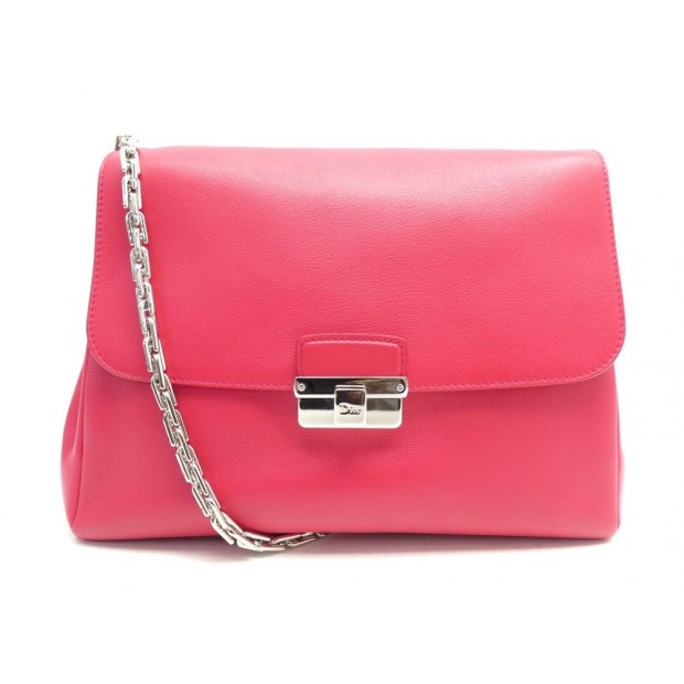 SAC A MAIN CHRISTIAN DIOR DIORLING EN CUIR FUSHIA ANSE CHAINE BAG PURSE 3175€