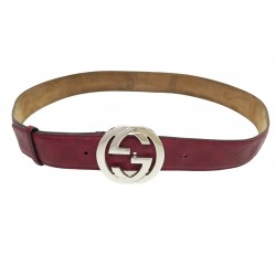 CEINTURE GUCCI GG CUIR EMBOSSE BORDEAUX 114984 LEATHER EMBOSSED T 100 BELT 450€