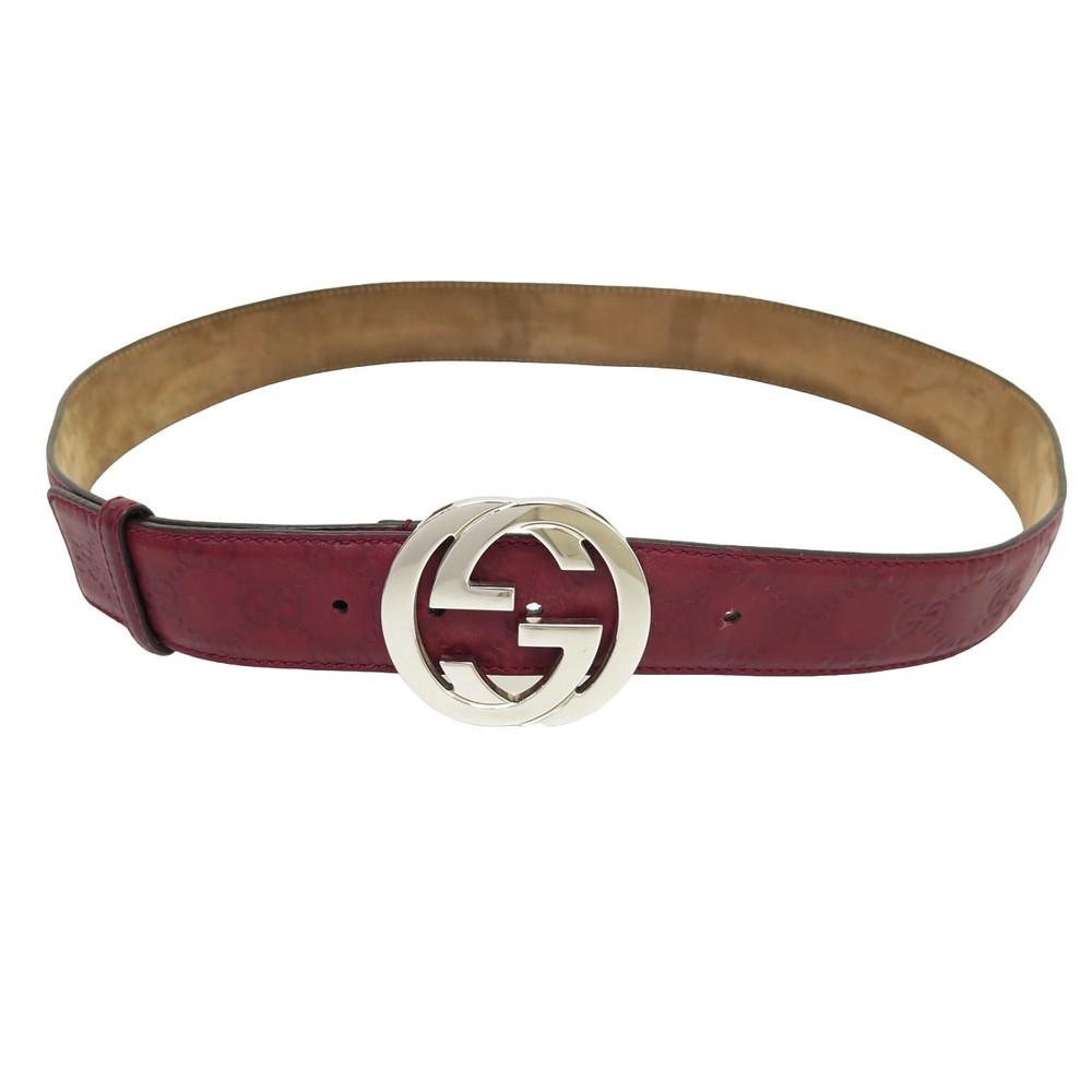 ceinture gucci gg cuir embosse bordeaux 114984 leather