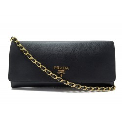 SAC A MAIN PRADA WALLET ON CHAIN EN CUIR SAFFIANO NOIR LEATHER HAND BAG 1700€