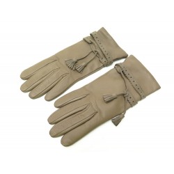 NEUF GANTS HERMES A PAMPILLES EN CUIR D'AGNEAU & CACHEMIRE LAMBSKIN GLOVES 700€