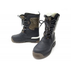 CHAUSSURES FENDI BOTINES T-REX TOILE ZUCCA & CUIR 40 IT 41 FR SNOW BOOTS 1080€