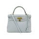 SAC A MAIN HERMES KELLY 32 CUIR RETOURNE TOGO BLEU GLACIER BANDOULIERE HAND BAG