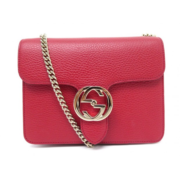 NEUF SAC A MAIN GUCCI INTERLOCKING FERMOIR GG 510304 ROUGE BANDOULIERE BAG 1490€