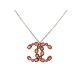 NEUF COLLIER CHANEL PENDENTIF LOGO CC A45889 PIERRES ROUGE ORANGE NECKLACE 1290€