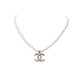 NEUF COLLIER CHANEL 2022 LOGO CC PERLES EN METAL DORE PEARLS NECKLACE 1290€