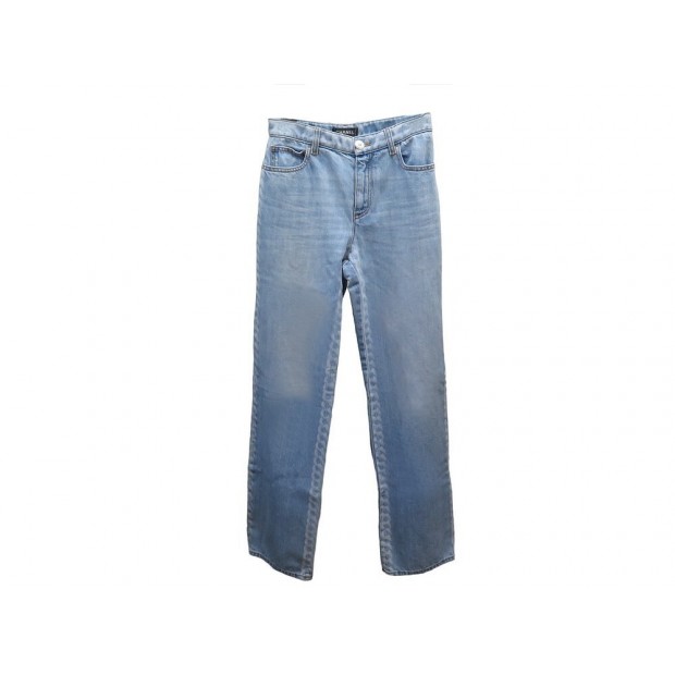 NEUF JEAN CHANEL DROIT A MOTIF TORSADE P60763V46400 34 XS NEW DENIM PANTS 1900€