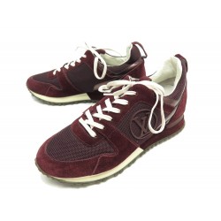 CHAUSSURES LOUIS VUITTON BASKETS RUN AWAY 37 EN DAIM TOILE LOGO LV SNEAKERS 915€