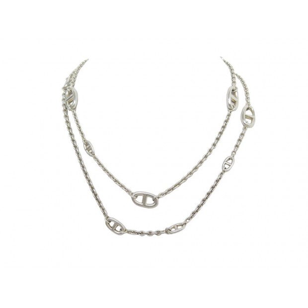 COLLIER HERMES SAUTOIR FARANDOLE 120CM H104568B ARGENT MASSIF 925 NECKLACE 1520€