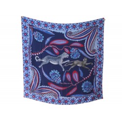 NEUF FOULARD HERMES THE SAVANA DANCE ARTISTS CARRE WASH 140 SOIE BLEU SCARF 945€