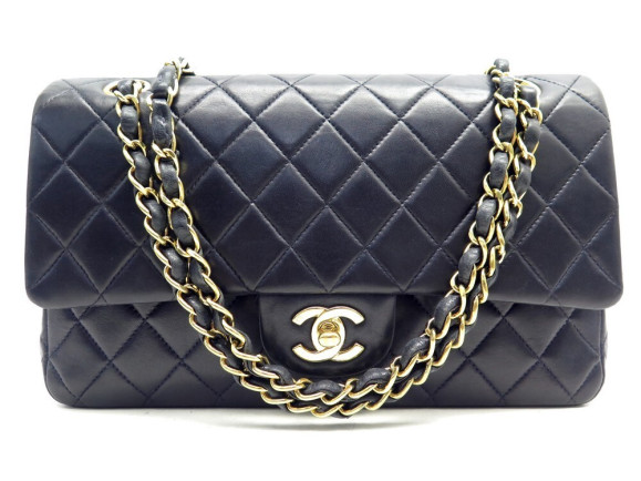 sac a main chanel timeless classique medium cuir bleu