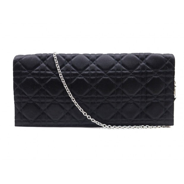 NEUF POCHETTE DIOR SATIN NOIR BANDOULIERE 