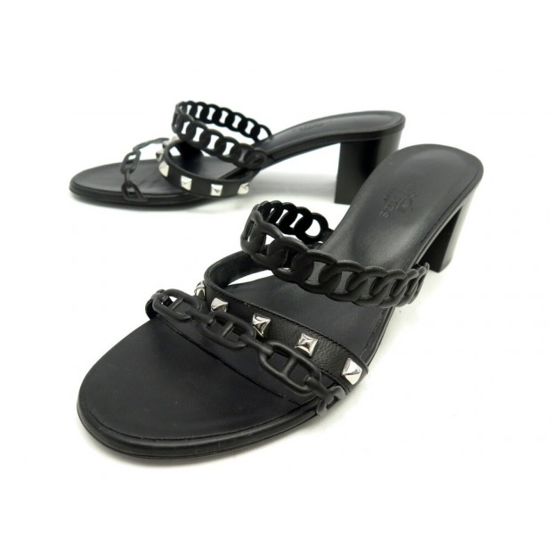 NEUF CHAUSSURES HERMES SANDALES AJACCIO CLOUS 201068Z 38 BOITE PUMPS SHOES 680€