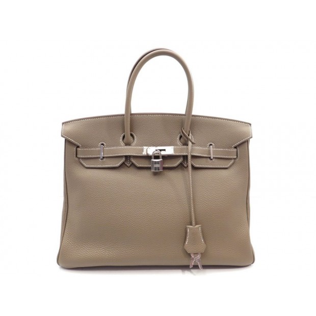 SAC A MAIN HERMES BIRKIN 35 CM CUIR TOGO ETOUPE 