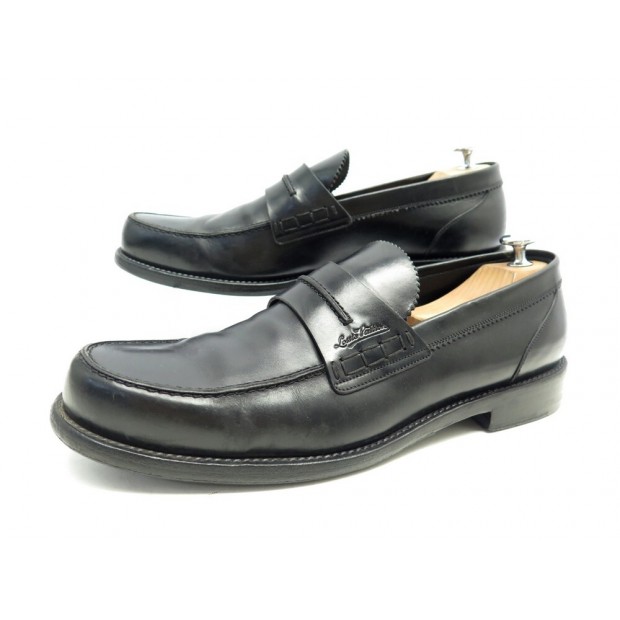 chaussures louis vuitton mocassins 8 42 cuir noir