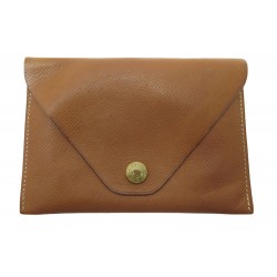 SAC POCHETTE HERMES ENVELOPPE EN CUIR COURCHEVEL GOLD POUR CEINTURE BELT CLUTCH