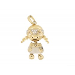 PENDENTIF FRED INDIENNE EN OR JAUNE & BLANC 18K 7 DIAMANTS INDIAN GOLD PENDANT