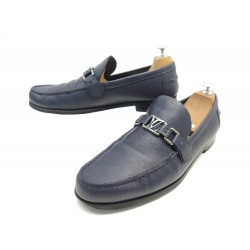 CHAUSSURES MOCASSINS LOUIS VUITTON MAJOR 11 45 CUIR EPI BLEU MARINE SHOES 855€