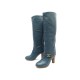 CHAUSSURES CHLOE BOTTES ZYMBA 38 A TALONS CUIR GRAINE BLEU BOOTS SHOES 1250€