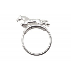 VINTAGE PORTE-CLES HERMES CHEVAL ANNEAU ARGENT MASSIF HORSE SILVER HOLDER KEYS