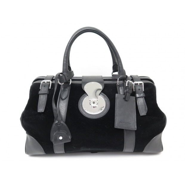 SAC A MAIN RALPH LAUREN MALETTE MEDECIN RICKY VELOURS CUIR NOIR HAND BAG 2000€