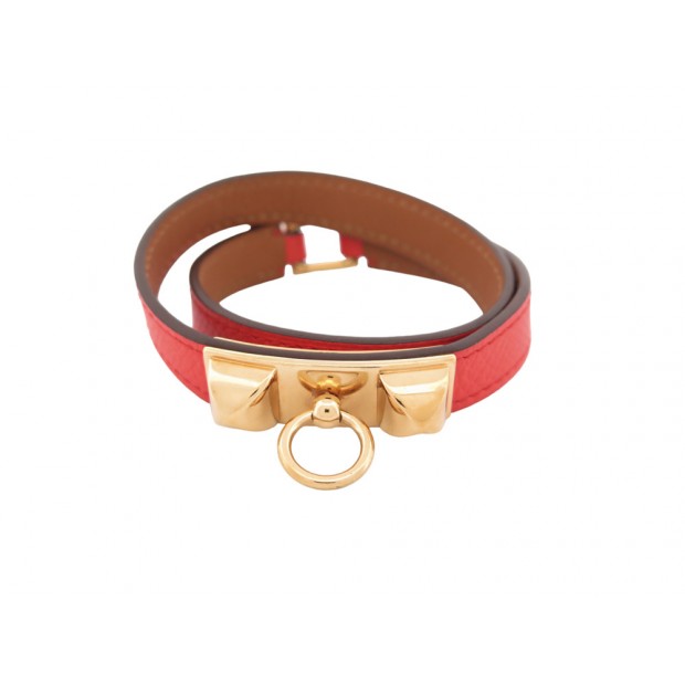 BRACELET HERMES RIVALE DOUBLE TOUR CUIR EPSOM H068441CK89T1 T 19 M STRAP 555€