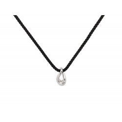 COLLIER FRED PENDENTIF MOUVEMENTE OR BLANC 18K DIAMANT CORDON NOIR T50 NECKLACE