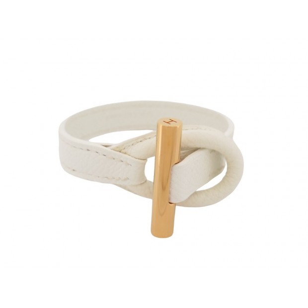 BRACELET HERMES NOEUD MARIN EN CUIR EPSOM BLANC T20 KNOT WHITE LEATHER STRAP