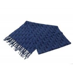 NEUF ECHARPE CHRISTIAN DIOR MONOGRAMME OBLIQUE LAINE CACHEMIRE BLEU SCARF 500€