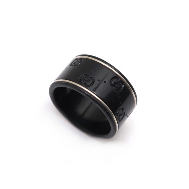 BAGUE GUCCI ICON T60 EN OR BLANC ET CORINDON SYNTHETIQUE NOIR + BOITE RING 450€