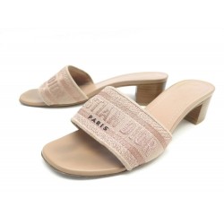 CHAUSSURES CHRISTIAN DIOR SANDALES 38 MULES A TALON DWAY ROSE DES VENTS 750€