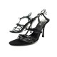 CHAUSSURES DIOR ESCARPINS NOEUDS ET BIJOUX 40 SANDALES EN CUIR NOIR SHOES 1290€