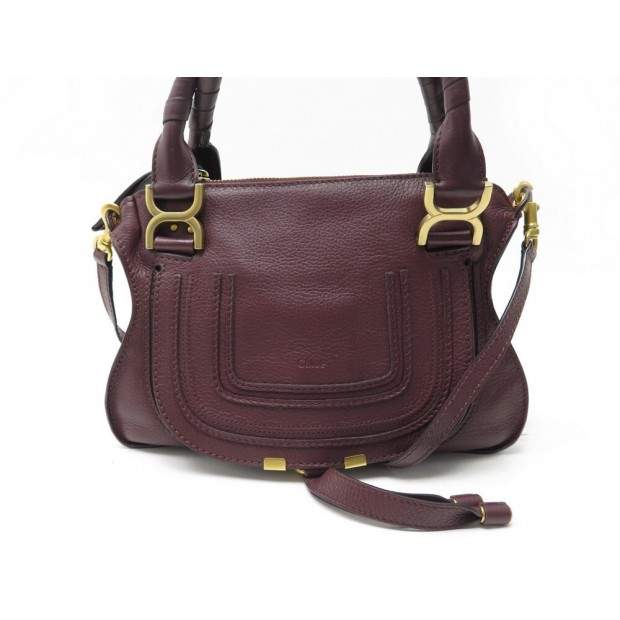 SAC A MAIN CHLOE MARCIE PM BANDOULIERE EN CUIR GRAINE BORDEAUX HAND BAG 1750€