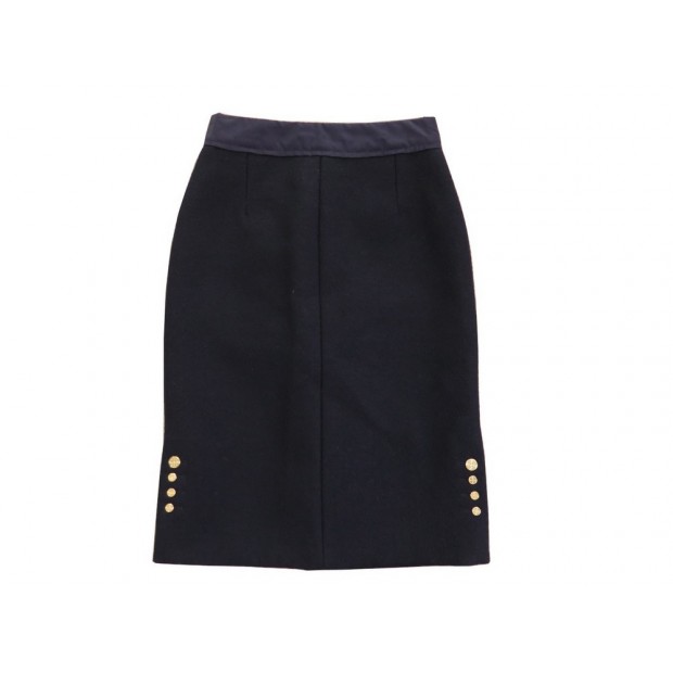 NEUF JUPE DROITE LONGUE LOUIS VUITTON XS 34 EN LAINE BLEU WOOL SKIRT 1400€