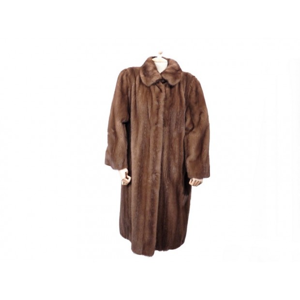 NEUF MANTEAU SPRUNG FRERES EN FOURRURE DE VISON 44 L MARRON FUR COAT+ HOUSSE