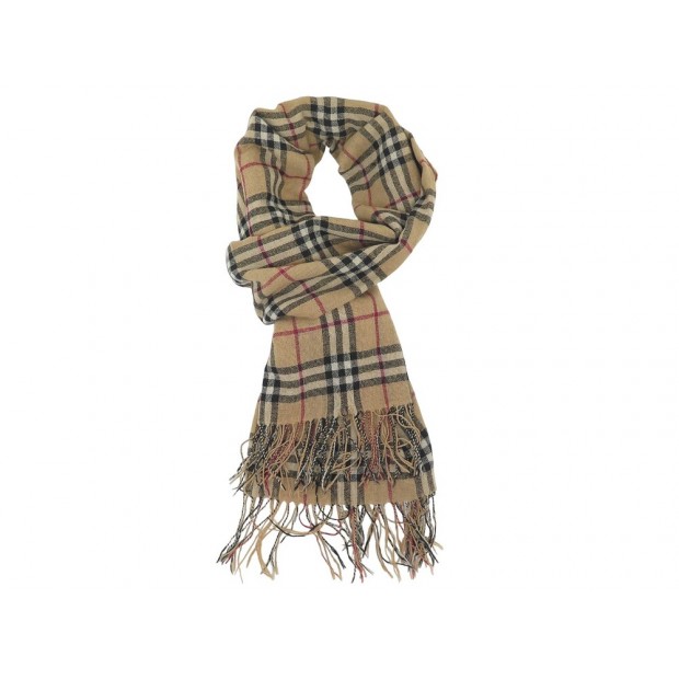 ECHARPE BURBERRY MOTIF TARTAN CHECK ETOLE CACHEMIRE CASHMERE BEIGE SCARF 500€