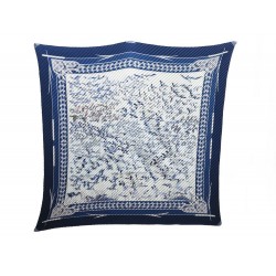 FOULARD HERMES LIBRES COMME L AIR CARRE PLISSE ANNIE FAIVRE SOIE BLEU SCARF 350€