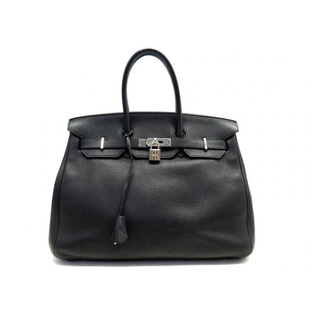 SAC A MAIN HERMES BIRKIN 35 H027767CK CUIR TOGO ACIER PALLADIE NOIR HAND BAG