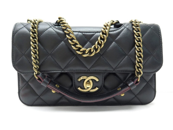 sac a main chanel cuir matelasse noir fermoir
