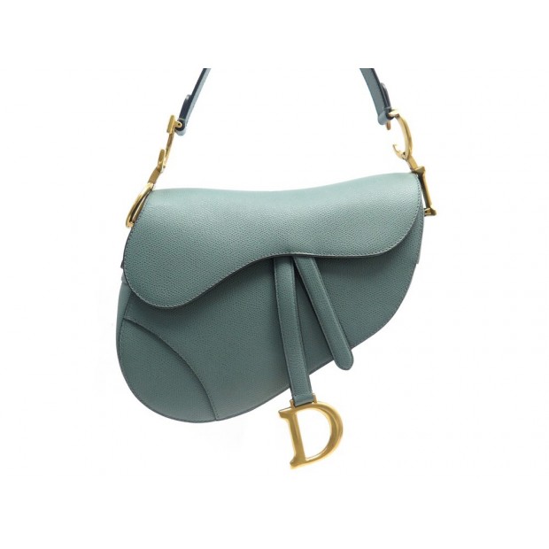 NEUF SAC A MAIN CHRISTIAN DIOR SADDLE EN CUIR GRAINE VERT LEATHER HAND BAG 3600€