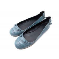 CHAUSSURES BALENCIAGA CLASSIC BALLERINES 37.5 CUIR BLEU SCARPA ARENA SHOES 385€