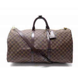 NEUF SAC DE VOYAGE LOUIS VUITTON KEEPALL 55 BANDOULIERE TOILE DAMIER EBENE 2050€