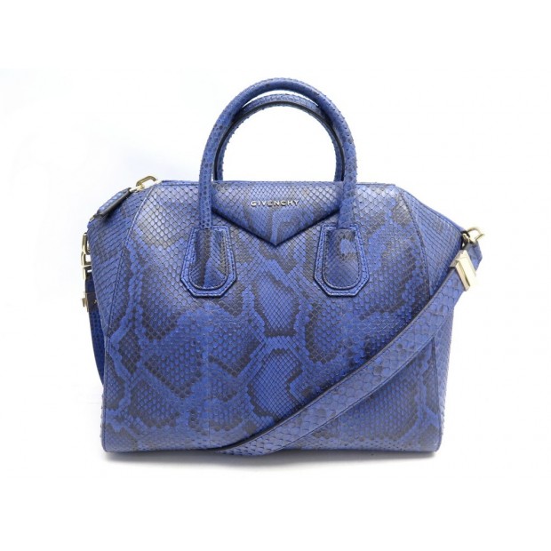 SAC A MAIN GIVENCHY ANTIGONA GM EN CUIR PYTHON BLEU BANDOULIERE HANDBAG 2190€