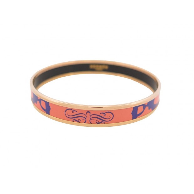 NEUF BRACELET HERMES EN EMAIL IMPRIME FIN BRIDES DE GALA TATOO 23CM STRAP 440€