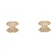 BOUCLES D'OREILLES CHANEL LOGO CC ET STRASS METAL DORE GOLDEN EARRINGS 650€