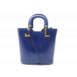 VINTAGE SAC A MAIN LANVIN EN CUIR BLEU A BANDOULIERE BLUE LEATHER HAND BAG