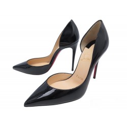 NEUF CHAUSSURES CHRISTIAN LOUBOUTIN IRIZA 35 EN CUIR VERNI NOIR PUMP SHOES 695€