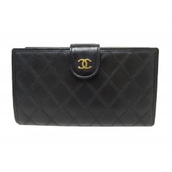 VINTAGE PORTEFEUILLE CHANEL FERMOIR TIMELESS MATELASSE NOIR LEATHER WALLET 1200€