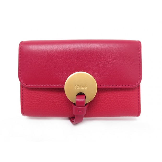 NEUF POCHETTE CHLOE ETUI A CLE 3P0852-H8J CUIR FUSHIA LEATHER KEY HOLDER 250€